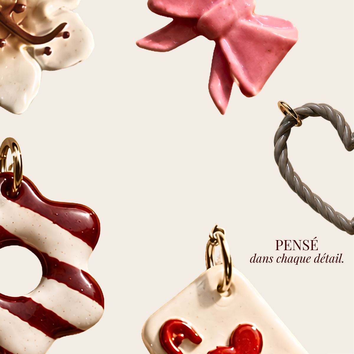 Charms signature - fleur à rayures