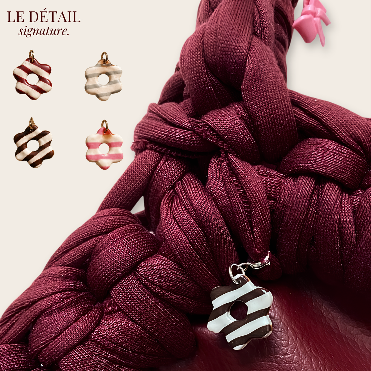 Charms signature - fleur à rayures